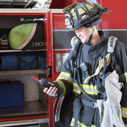 Firefighter using the GX-6100
